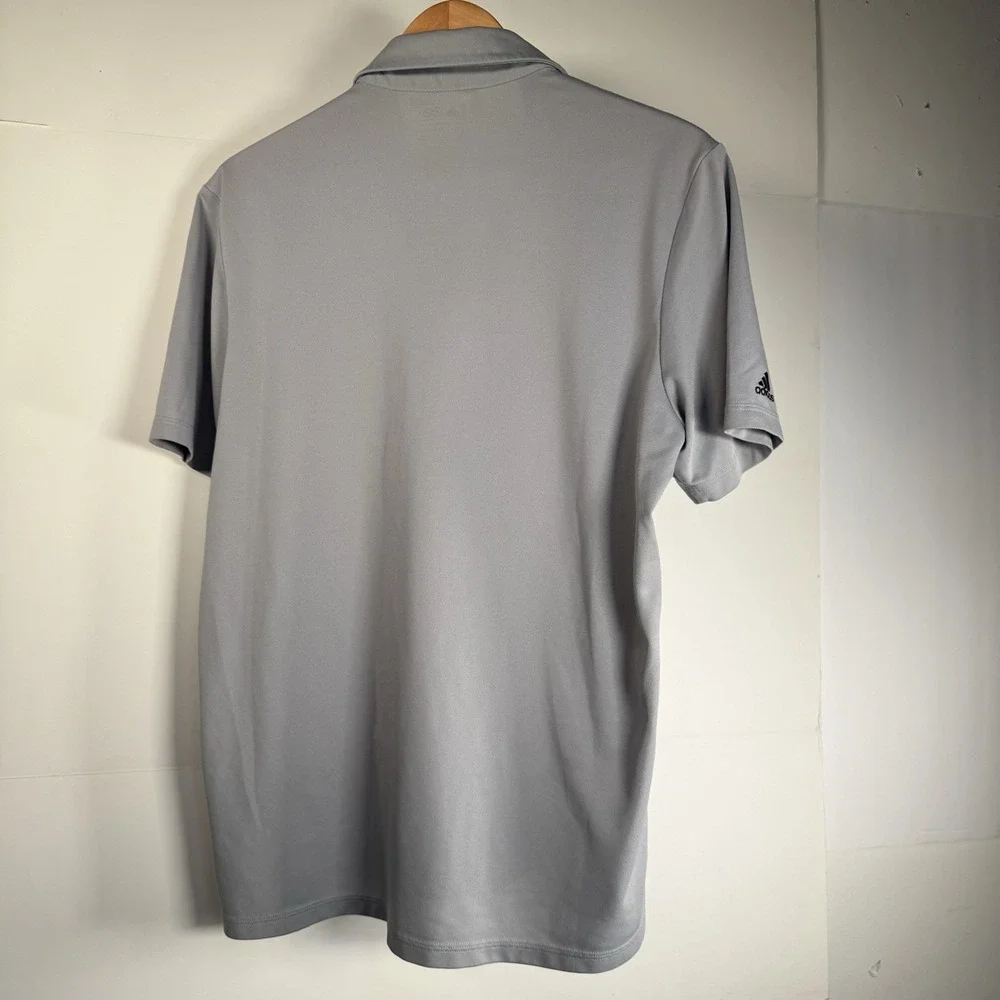 Adidas Golf Polo Shirt Mens Large Performance Gray Striped Stretch Nice